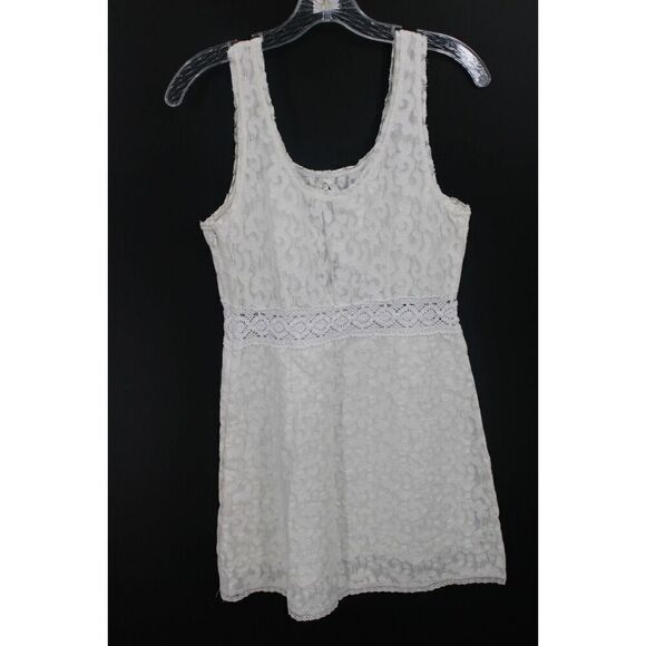 Free People Ivory Daisy Chain Sleeveless Lace Crochet Mini Dress Size Medium - Picture 5 of 10